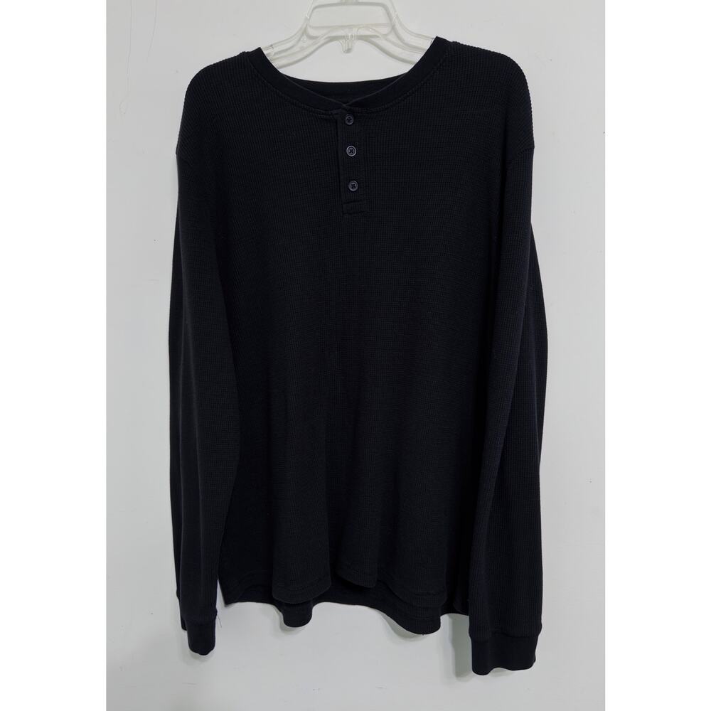 George waffle-knit Henley long sleeve shirt sz 2XL outdoor layers winter